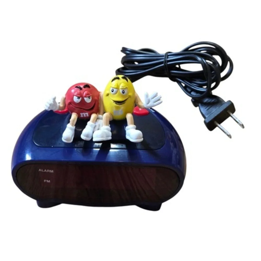 2003 Y2K M&M Digital Alarm Clock Red & Yellow M&M's Blue Clock